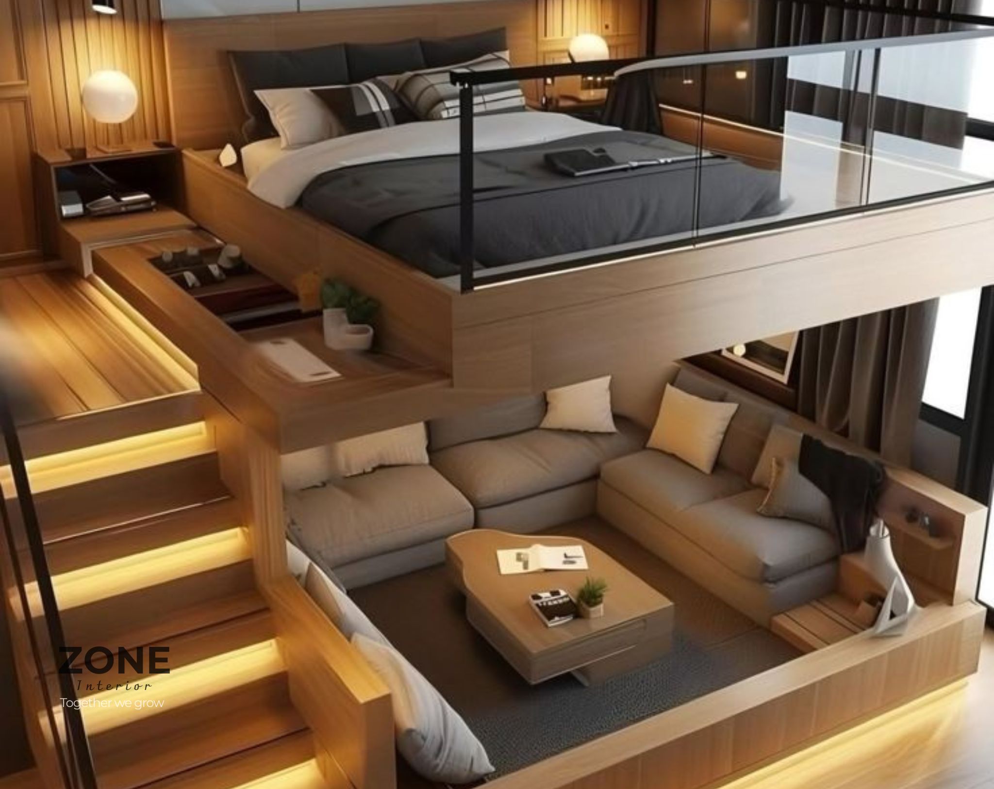 thiết kế nội thất nhà phố 2 tầng